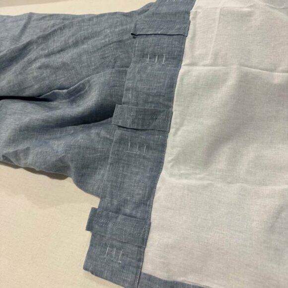 Pottery Barn 50W x 108L Blue Chambray Belgian Flax Linen SINGLE Curtain - Picture 2 of 4